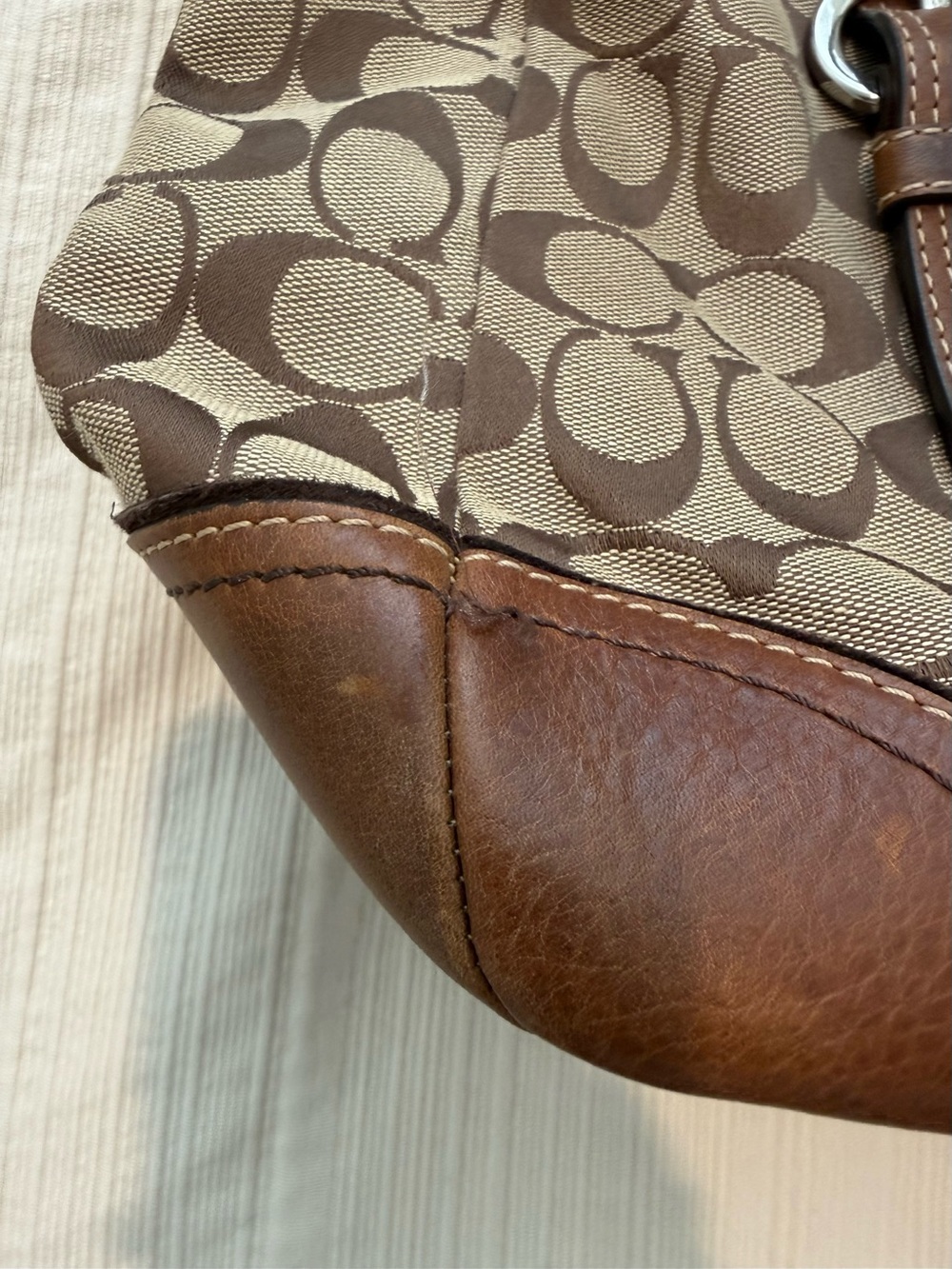 Coach Beige and Brown Signature Canvas Tote - Picture 5 of 8
